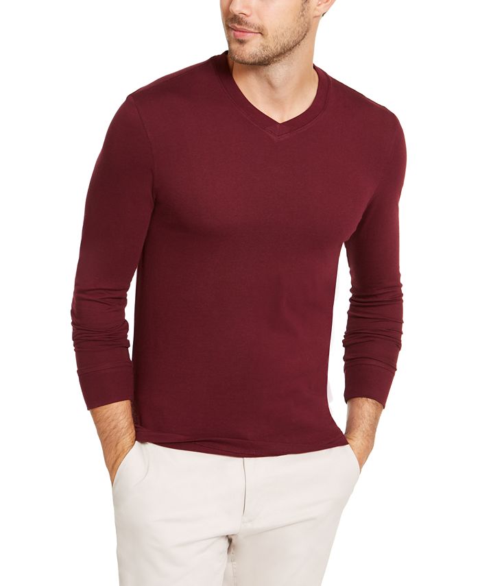 Club Room Men's V-Neck Long Sleeve T-Shirt, Created for Macy's - Macy's