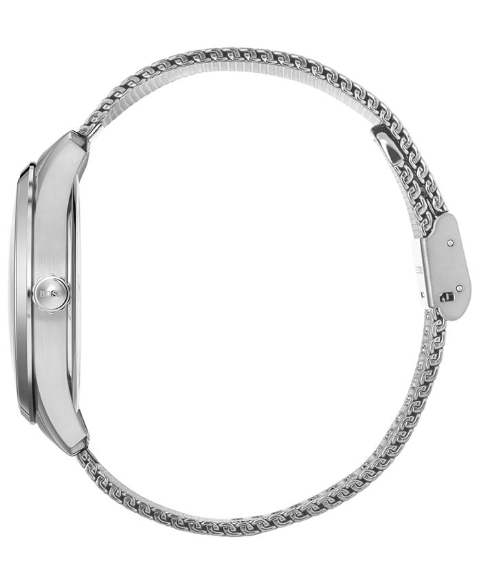 BOSS Men's Master Stainless Steel Mesh Bracelet Watch 41mm - Macy's