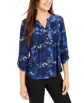 NY Collection - Petite Pleated Floral Blouse