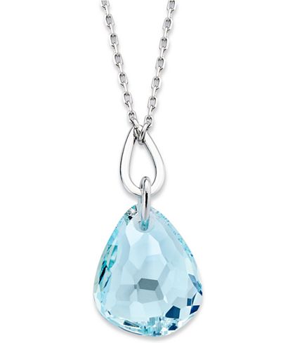 Swarovski Necklace, Rhodium-Plated Light Azore Crystal Pendant Necklace ...