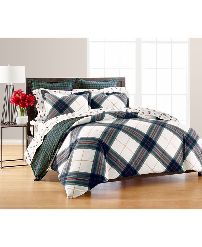 Martha Stewart Collection Winter Plaid Flannel Full/Queen Duvet Cover