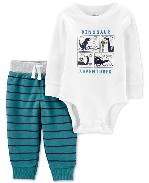 Carter S Baby Boys 2 Pc Cotton Dinosaur Bodysuit Jogger Pants