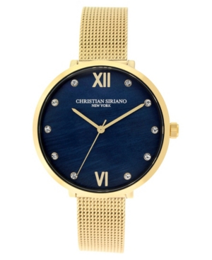 image of Christian Siriano Women-s Analog Gold-Tone Mop Stainless Steel Mesh Watch 38mm