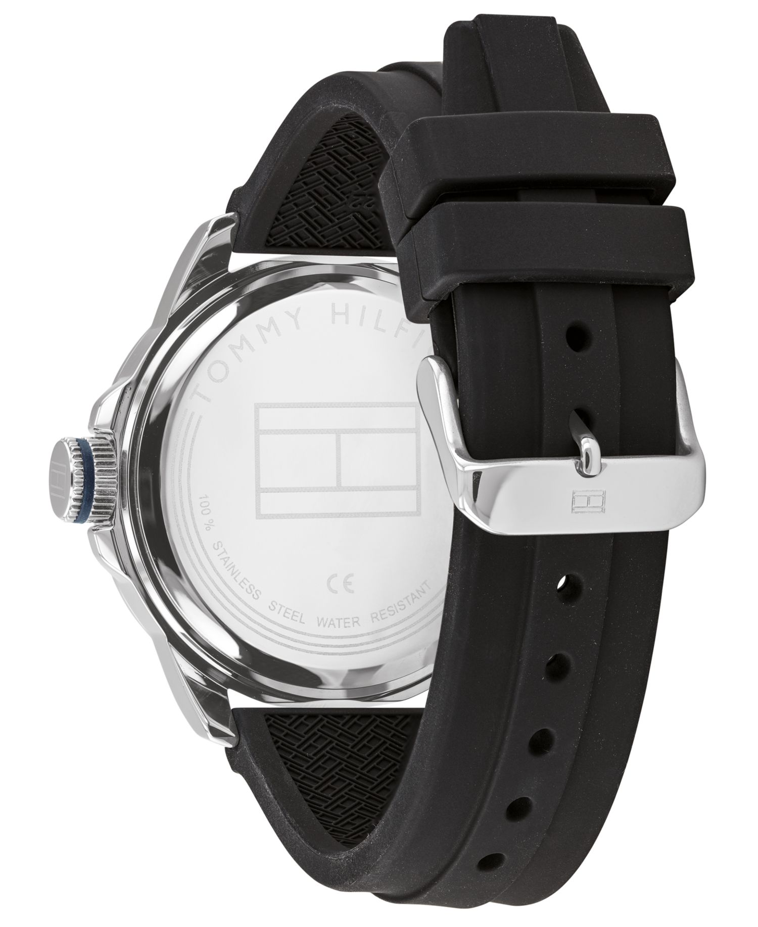 Men's Black Silicone Strap Watch 44mm