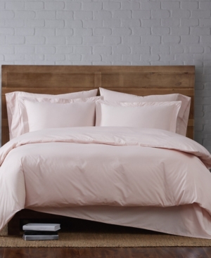 Shop Brooklyn Loom Solid Cotton Percale Full/queen 3-pc. Duvet Set In Blush