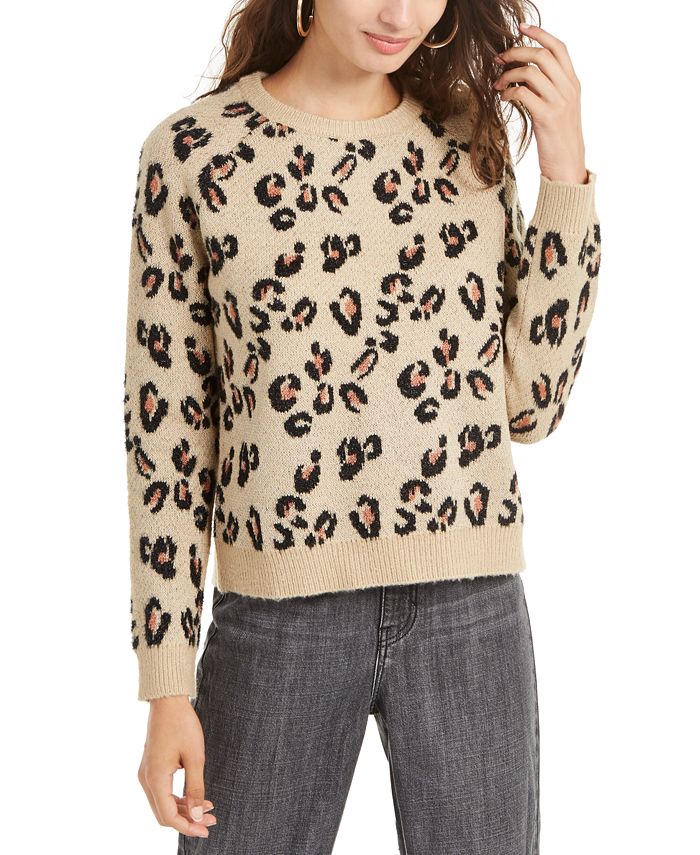 Planet Gold Juniors' Animal-Print Sweater - Macy's