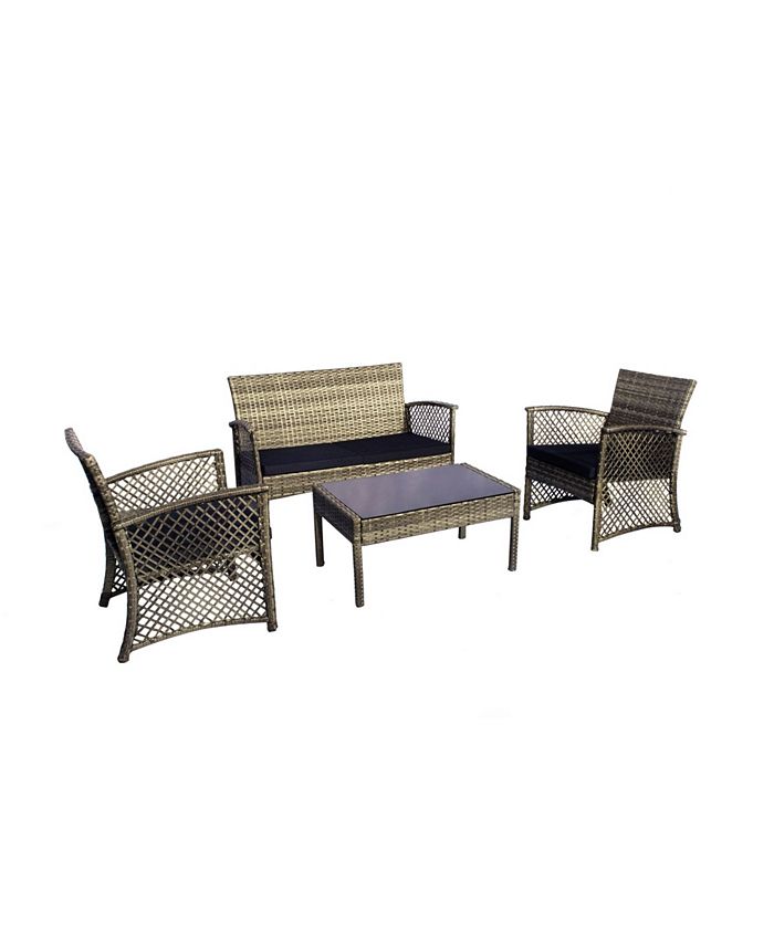 Westin Furniture 4Piece Woven Rattan Wicker Sofa Set Macy's