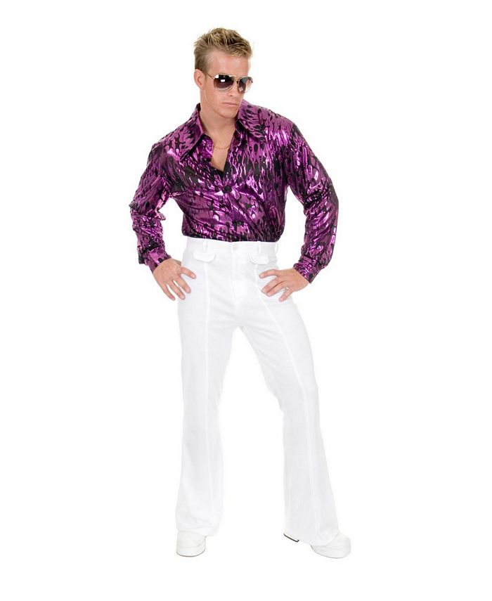 BuySeasons Men's Flame Hologram Purple Disco Shirt - Macy's