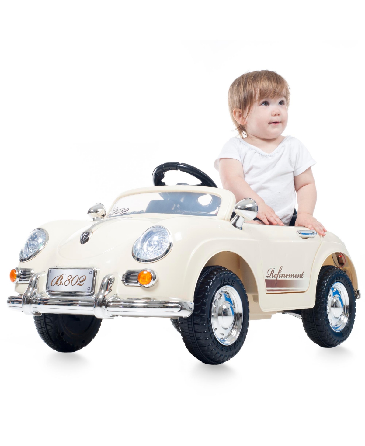 Lil' Rider Battery Powered Classic Sports Car With Remote Control And Sound In White