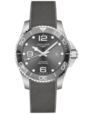 Longines - Men's Swiss Automatic HydroConquest Gray Rubber Strap Watch 43mm