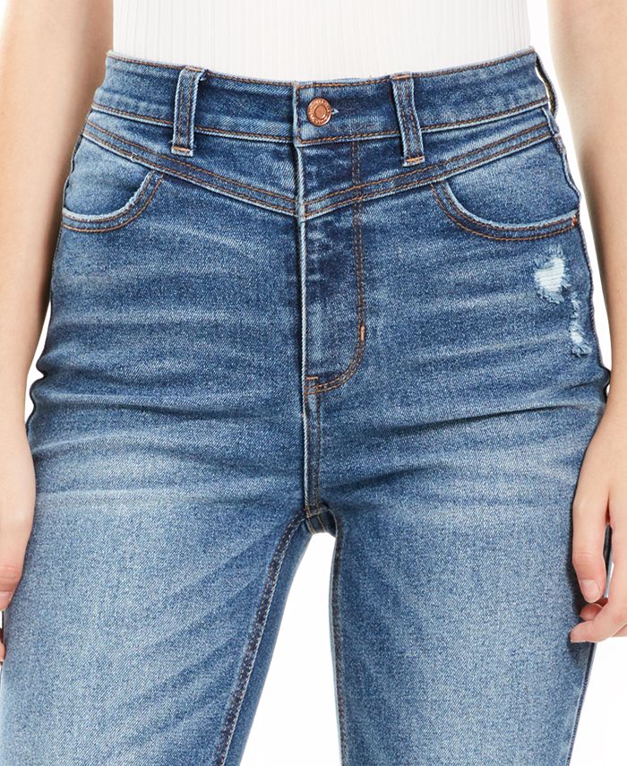 ripped high rise jeans