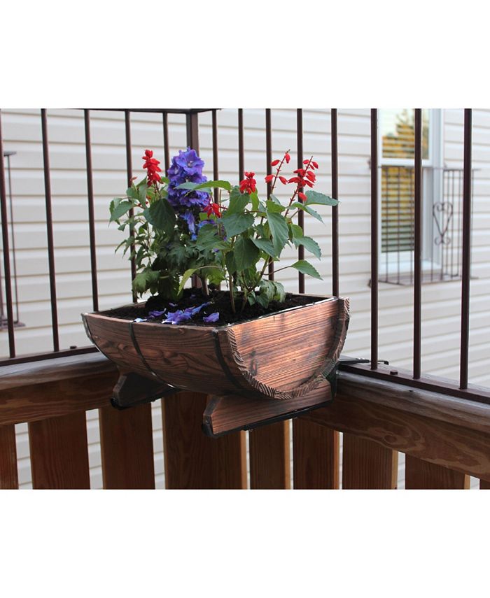 Gardenised Half Barrel Adjustable Deck Railing Planter Macy's