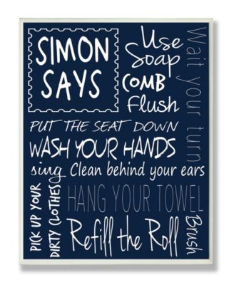 Home Decor Simon Says Bath Rules Chalkboard Bathroom Wall Plaque Art, 12.5" x 18.5"