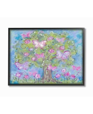 The Kids Room Pastel Butterfly Tree Framed Giclee Art, 11" x 14"