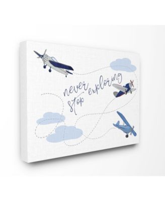 Never Stop Exploring Airplanes Canvas Wall Art, 24" x 30"