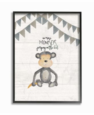 No Monkeys Jumping Framed Giclee Art, 11" x 14"
