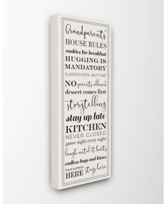 Grandparents House Rules Canvas Wall Art, 13" x 30"