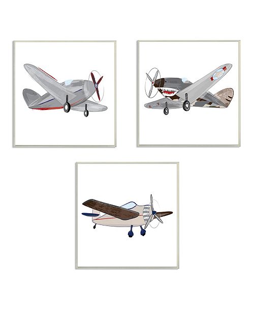Stupell Industries Triple Airplanes Drawing 3 Piece Wall Plaque Art Set 12 X 12 Reviews All Wall Decor Home Decor Macy S