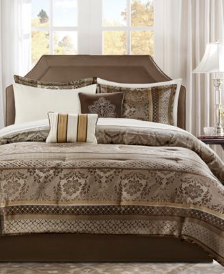 Addison Park Bellagio 9 Pc. Comforter Sets Created For Macys Bedding In Brown