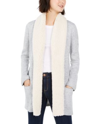 open front sherpa cardigan