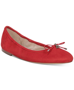 Sam Edelman Felicia Ballet Flats Women's Shoes In Lipstick Red Suede