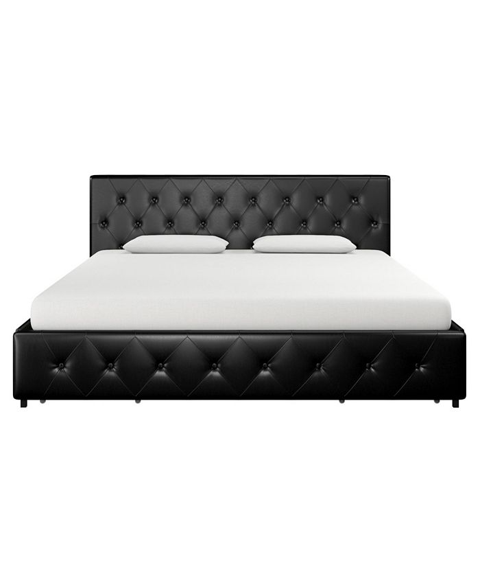 Everyroom Dana Upholstered King Bed, Black Upholstered King Bed With Storage