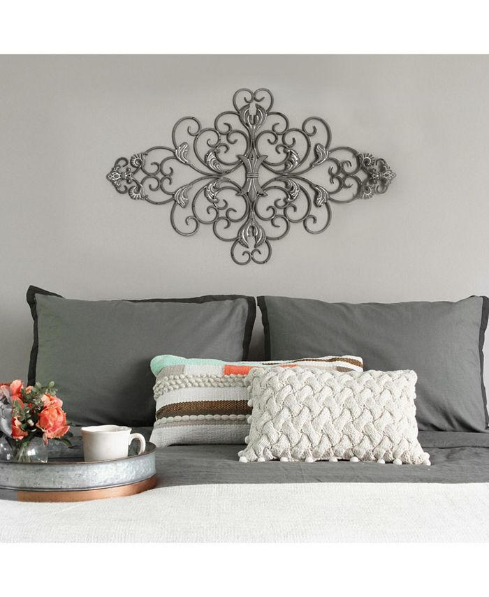 Stratton Home Décor Stratton Home Decor Distressed Grey Scroll Wall ...