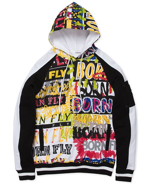 Born Fly Men S Slim Fit Graffiti Hoodie Reviews Hoodies Sweatshirts Men Macy S