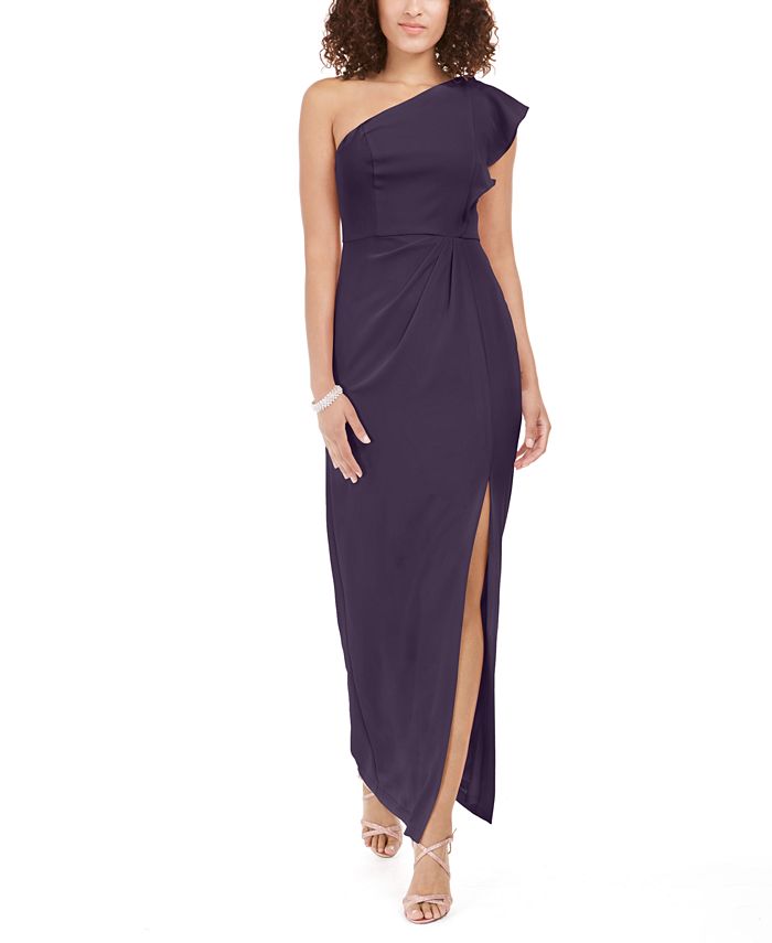 Adrianna Papell Ruffled One-Shoulder Gown & Reviews - Dresses 