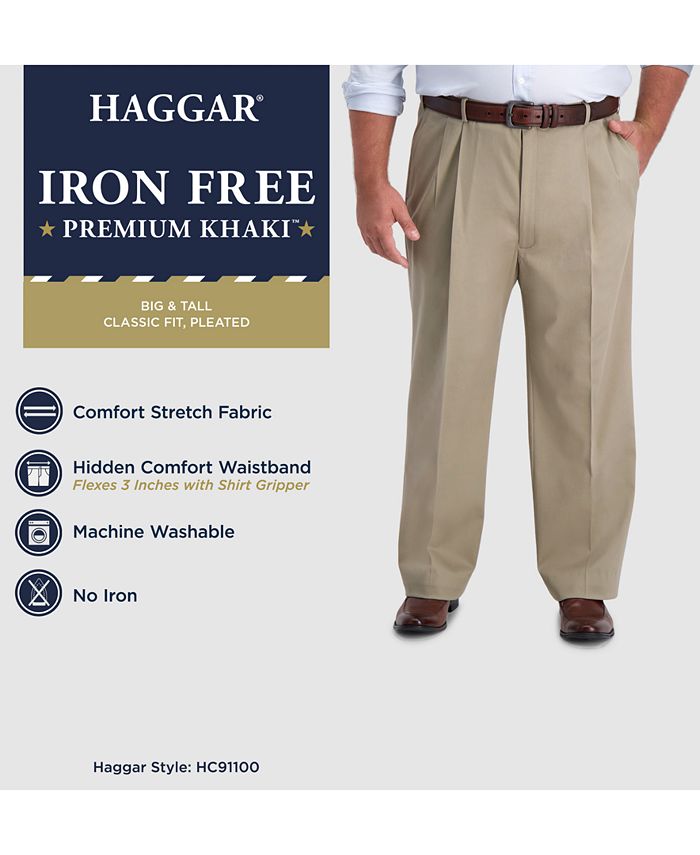 Haggar - Men's Big & Tall Premium Classic-Fit Performance Stretch Non-Iron Pleated Dress Pants