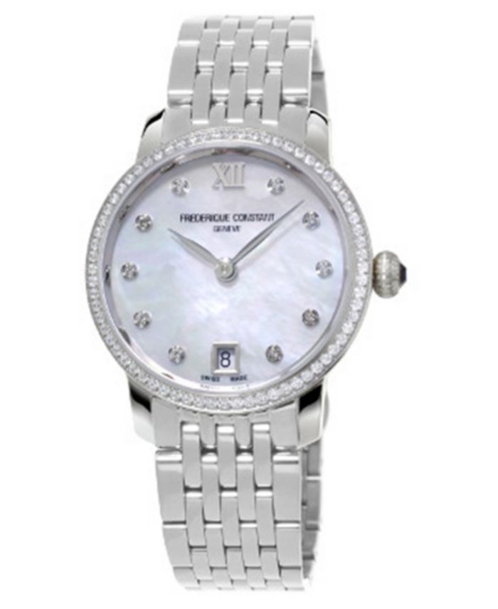 Frederique Constant - Women's Swiss Slimline Diamond (5/8 ct. t.w.) Stainless Steel Bracelet Watch 30mm