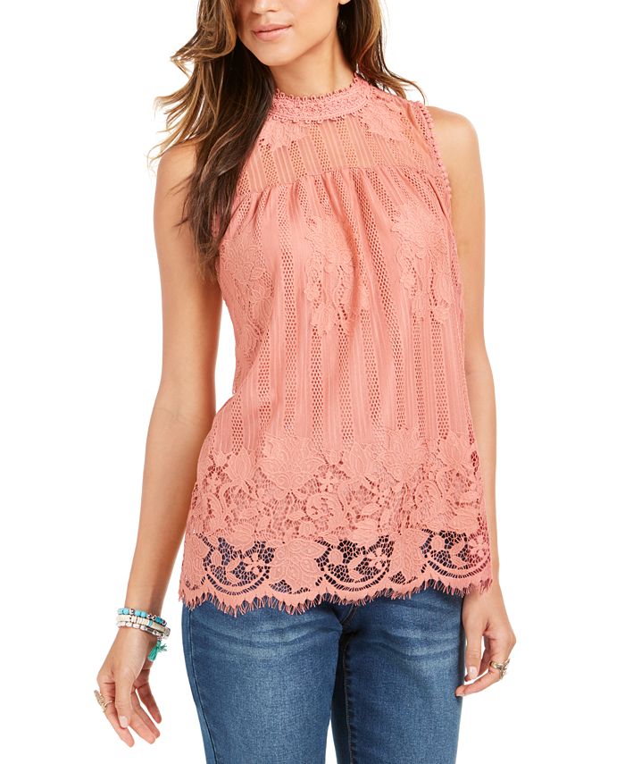 Style & Co Lace-Trim Top, Created for Macy's - Macy's