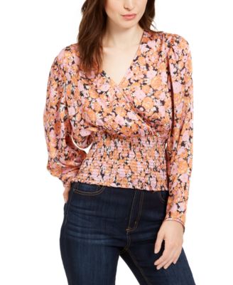 LEYDEN - Floral-Print Smocked Dolman-Sleeve Top
