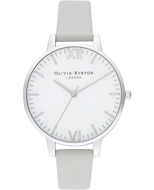 Olivia Burton Women S Timeless Gray Leather Strap Watch 38mm Reviews Watches Jewelry Watches Macy S