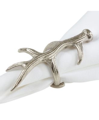 Rustic Napkin Ring With Antler Design, Set of 4