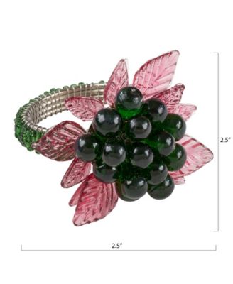 Flower and Leaves Design Beaded Napkin Ring, Set of 4