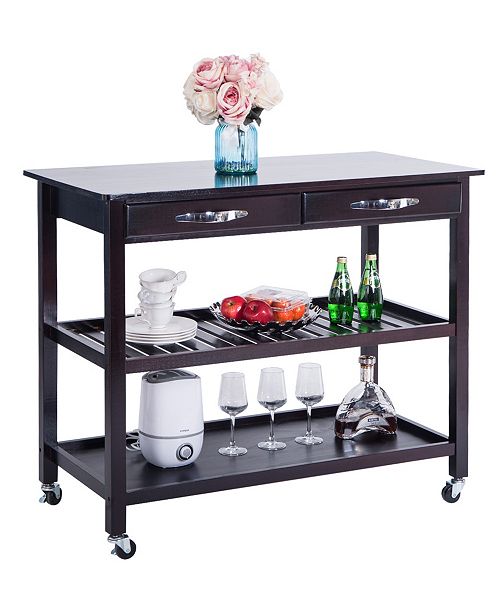 Harper Bright Designs Kitchen Island Cart With Wheels And