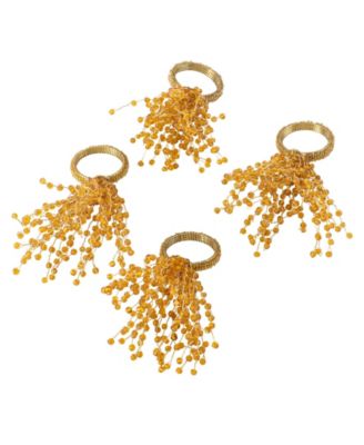 Beaded Spray Design Napkin Ring, Set of 4
