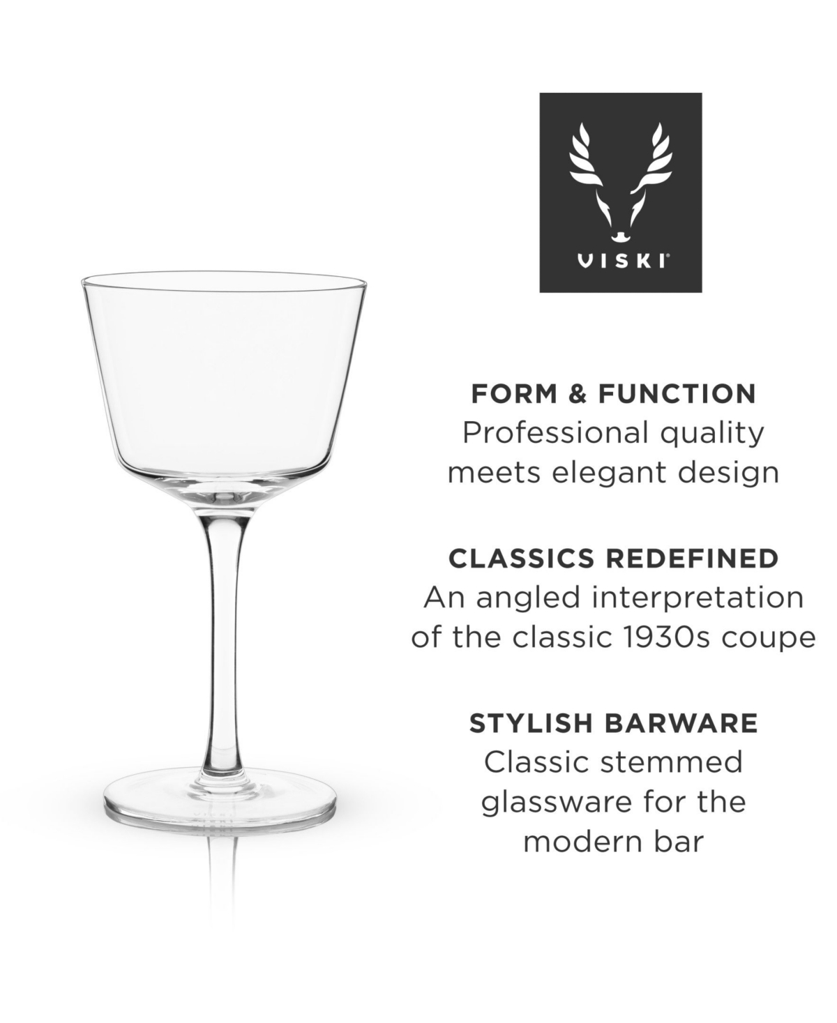 Viski Raye Angled Crystal Nick & Nora Glasses Set of 2,