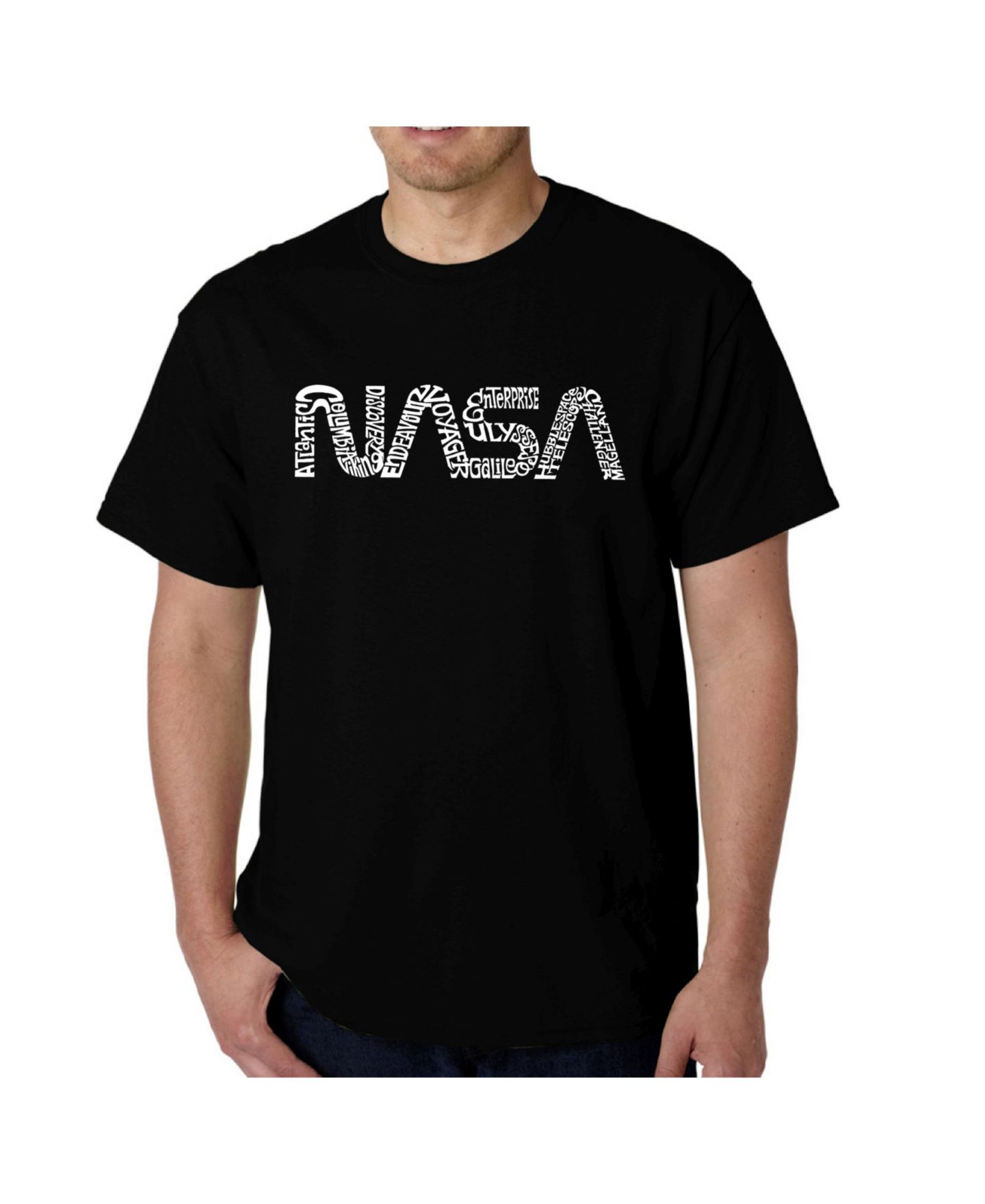 Мужская футболка LA Pop Art Word Art - Worm Nasa, цвет: Чёрный — фото 1