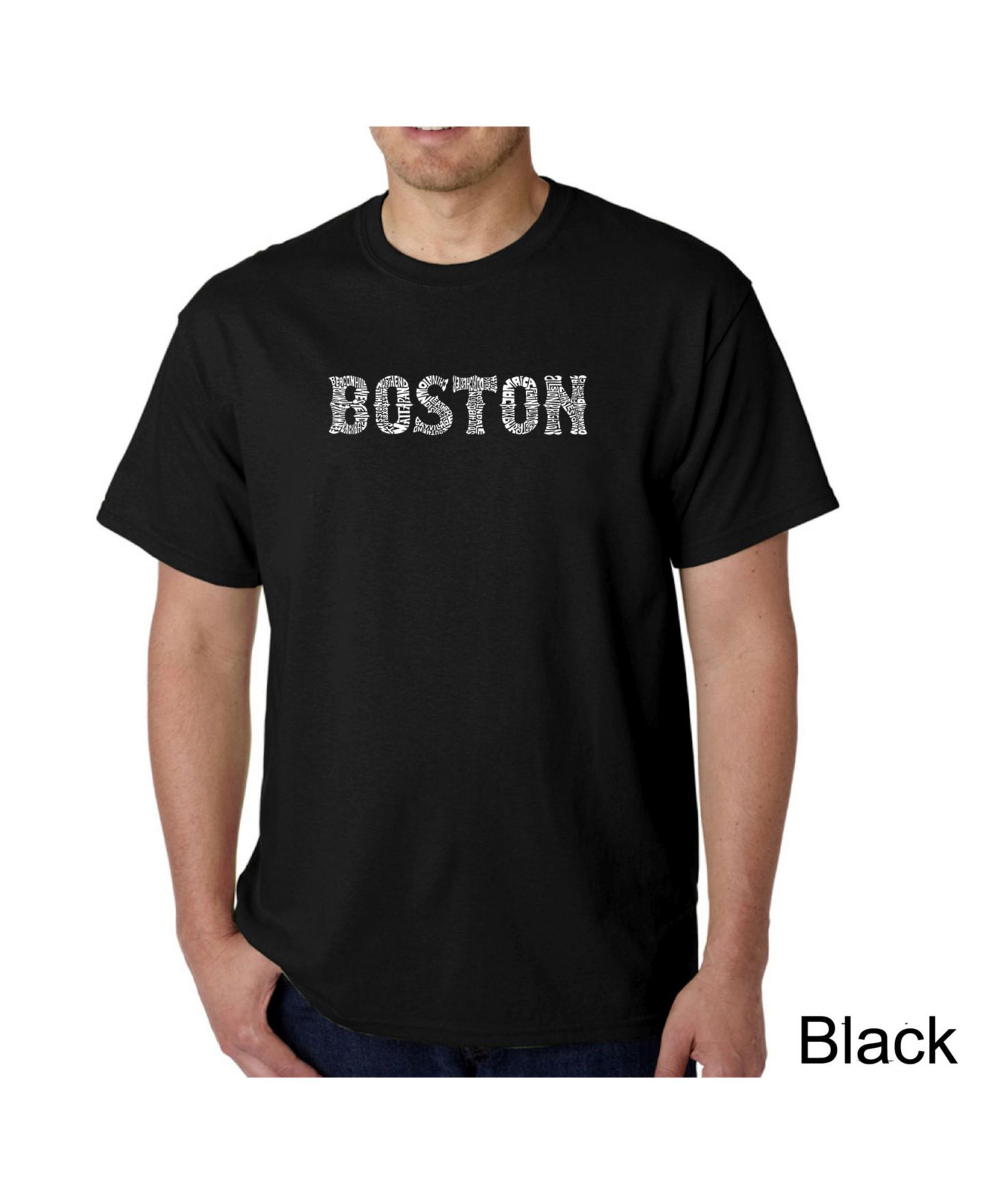 Мужская футболка LA Pop Art Word Art - Boston Neighborhoods, цвет: Чёрный — фото 1