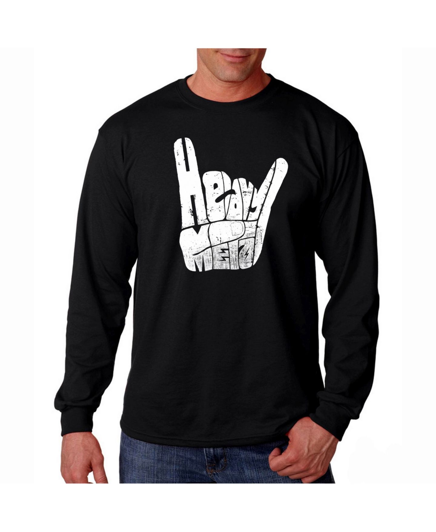 Мужская футболка LA Pop Art Word Art Long Sleeve - Heavy Metal, цвет: Чёрный — фото 1
