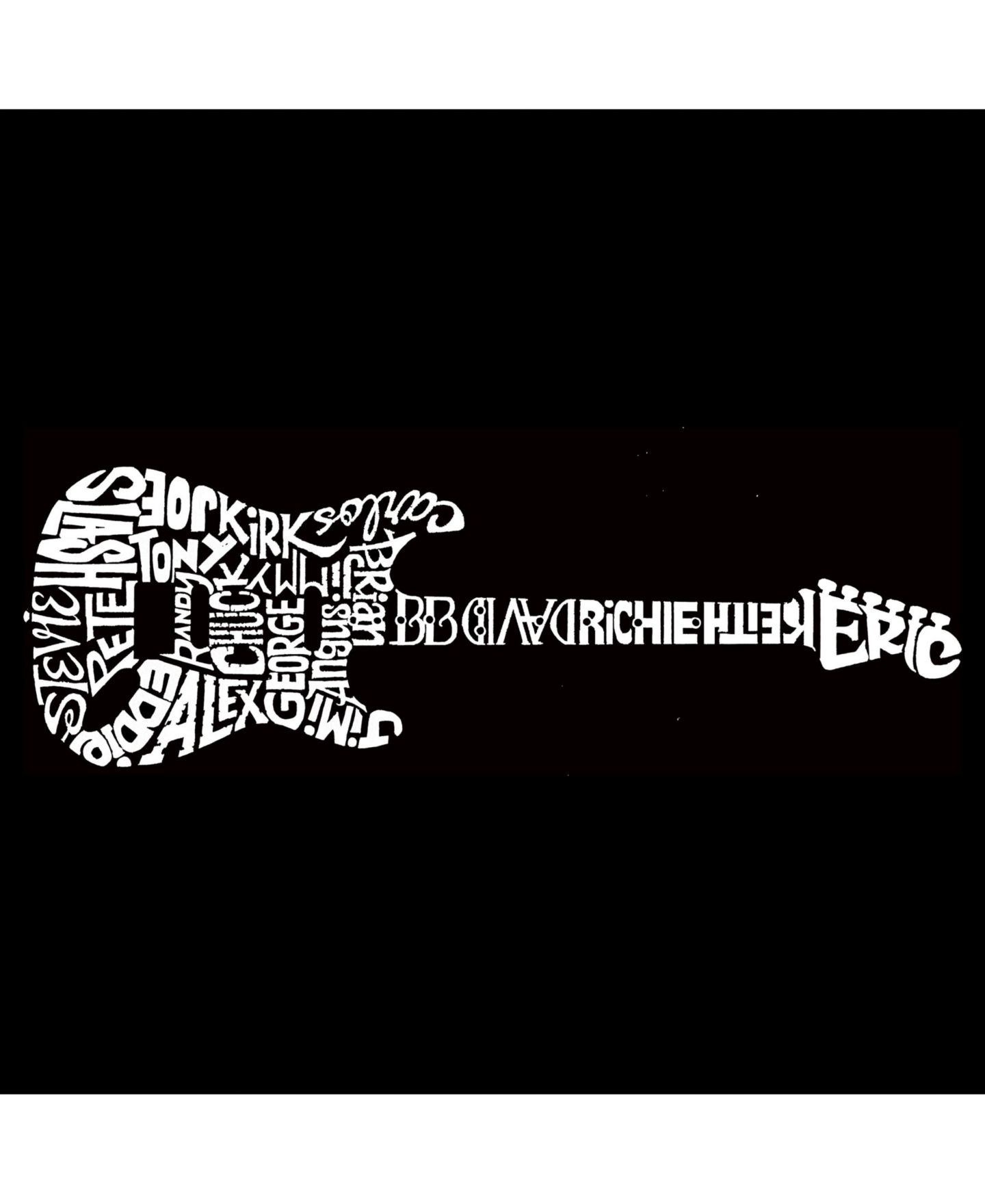 Мужская футболка LA Pop Art Cotton/Poly Blend Word Art - Rock Guitar Body Word Art, цвет: Чёрный — фото 2