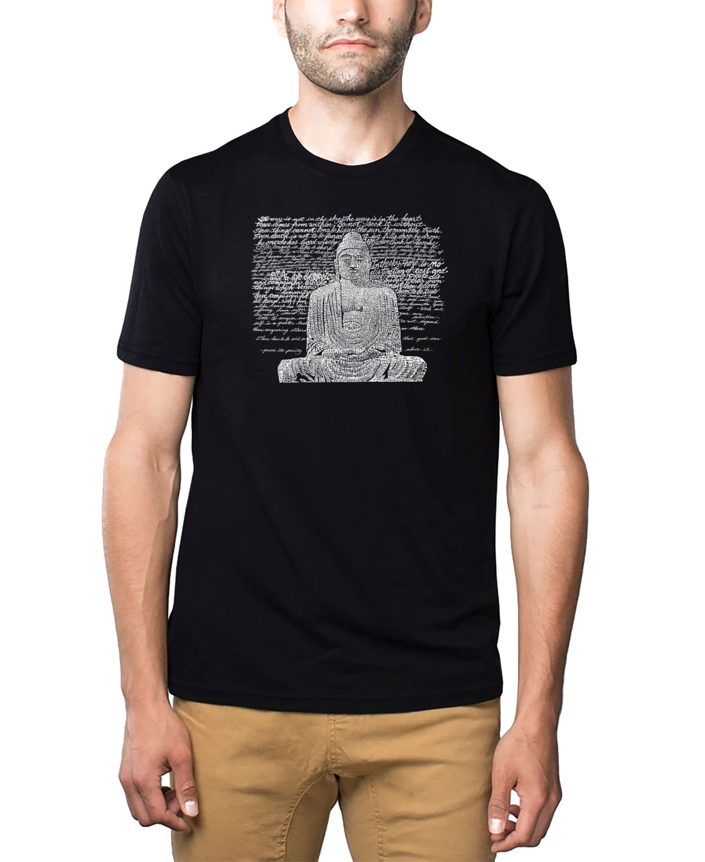 Мужская футболка LA Pop Art Cotton/Poly Blend Word Art - Zen Buddha, цвет: Чёрный — фото 1