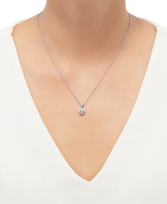 Diamond Mini-Heart Pendant Necklace (1/10 ct. t.w.) in Sterling Silver and 14k Gold  