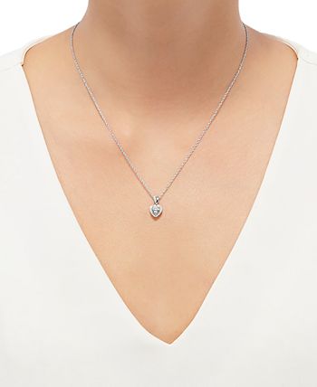Macy's - Diamond Mini-Heart Pendant Necklace (1/10 ct. t.w.) in Sterling Silver and 14k Gold