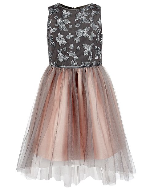 Pink Violet Big Girls Sequined Mesh Dress Reviews Macy S