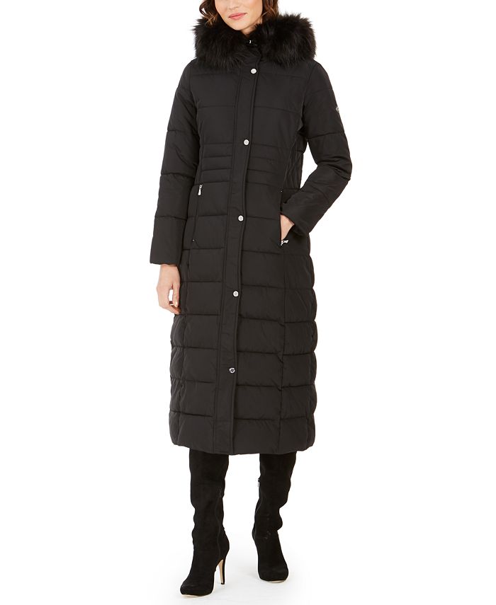 Calvin Klein Faux-Fur-Trim Hooded Maxi Puffer Coat & Reviews - Coats &  Jackets - Women - Macy's