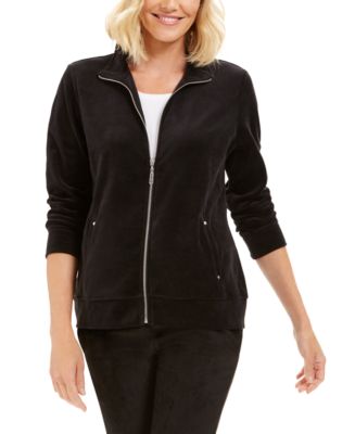 Karen Scott Petite Velour Zip Front Jacket Created for Macy s Macy s