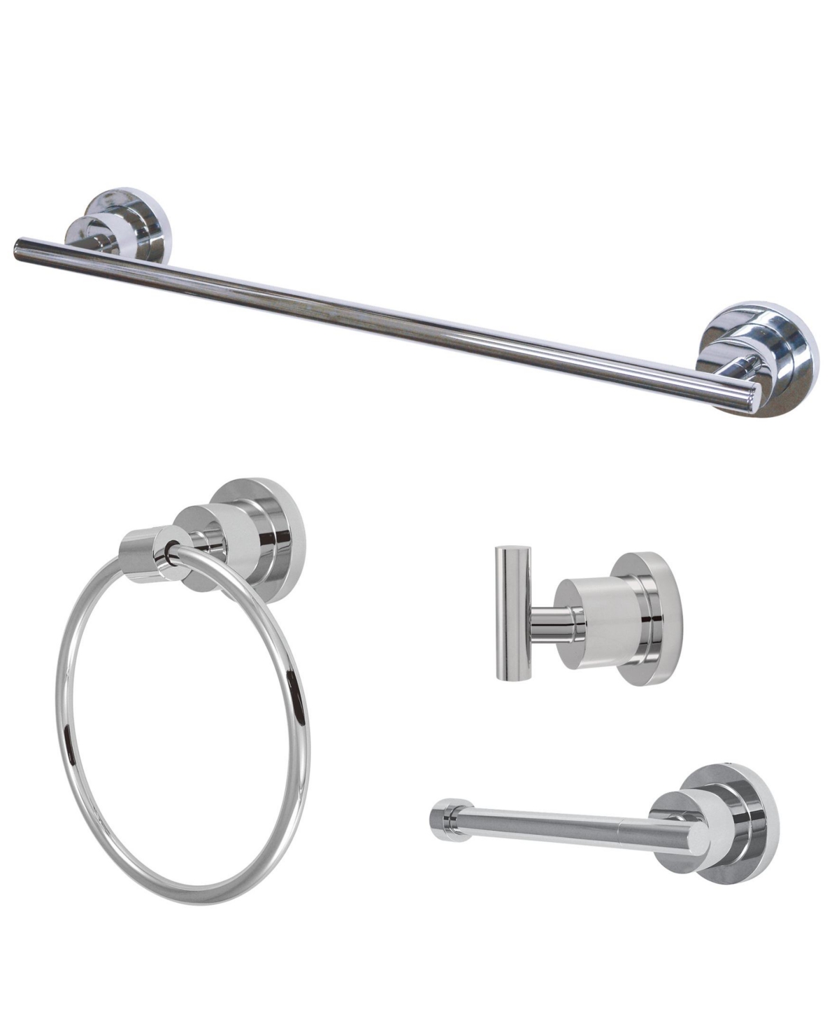 Kingston Brass Concord Modern 4-Pc. Bathroom Accessories Set in Polished Chrome Bedding